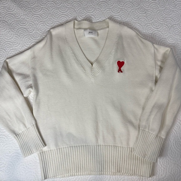 Ami Cream Knit Cotton Wool blend Sweater - Picture 13 of 16